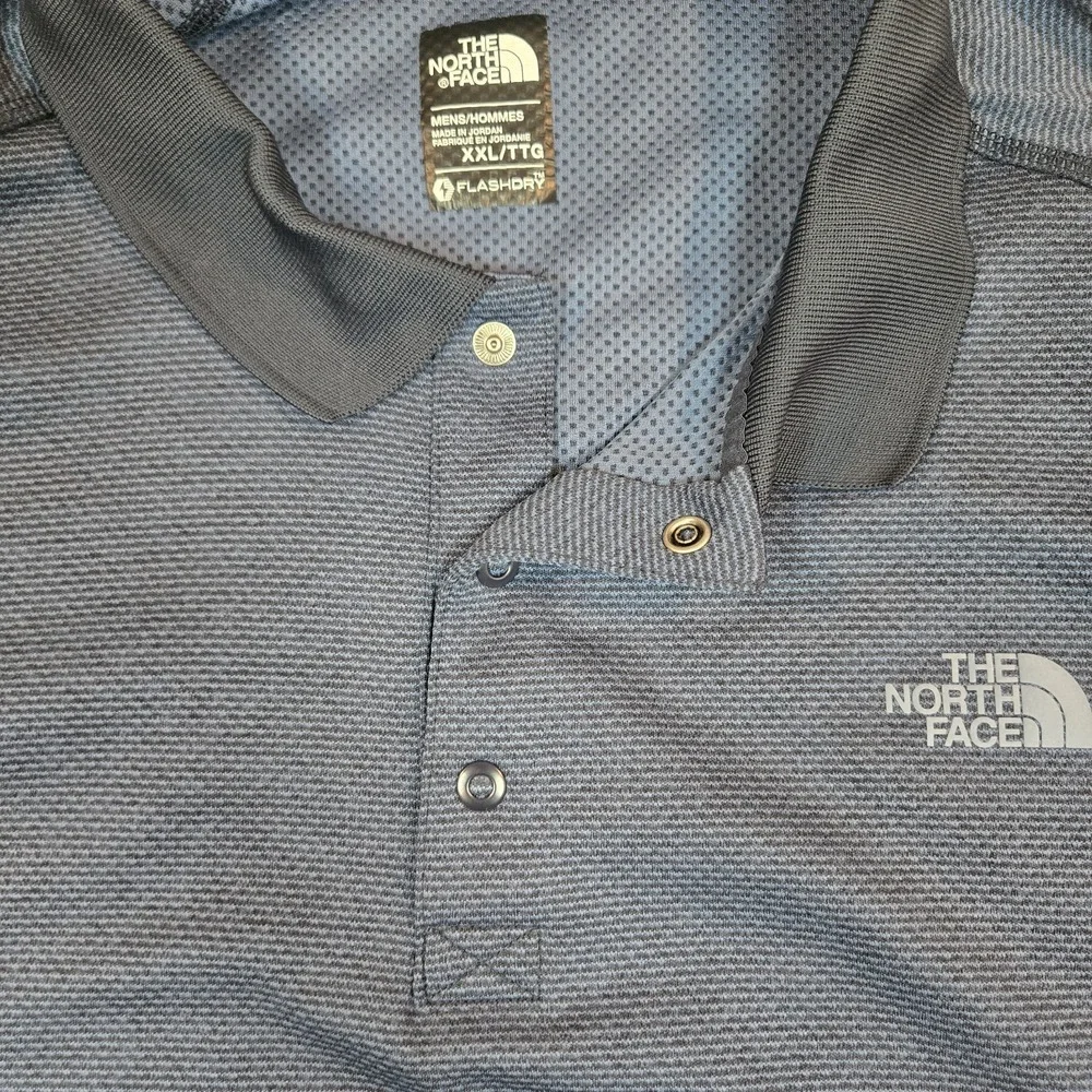 The North Face Polo Shirt Mens 2XL Blue FlashDry Performance Golf Athletic Snap